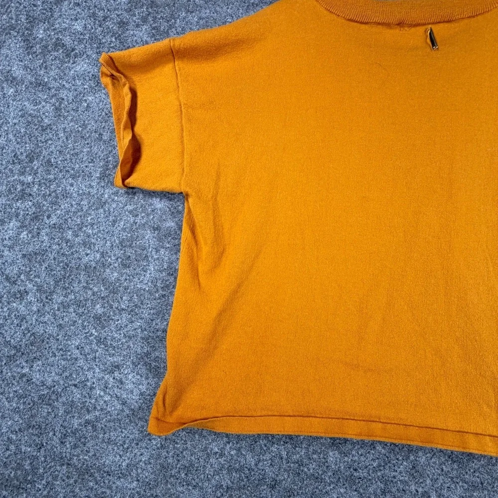 Michael‎ Kors Short-Sleeve Crop Top Womens XL Mustard Everyday Comfy Crewneck